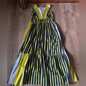 Pero Yellow Blue Striped Maxi Dress Size 36/M